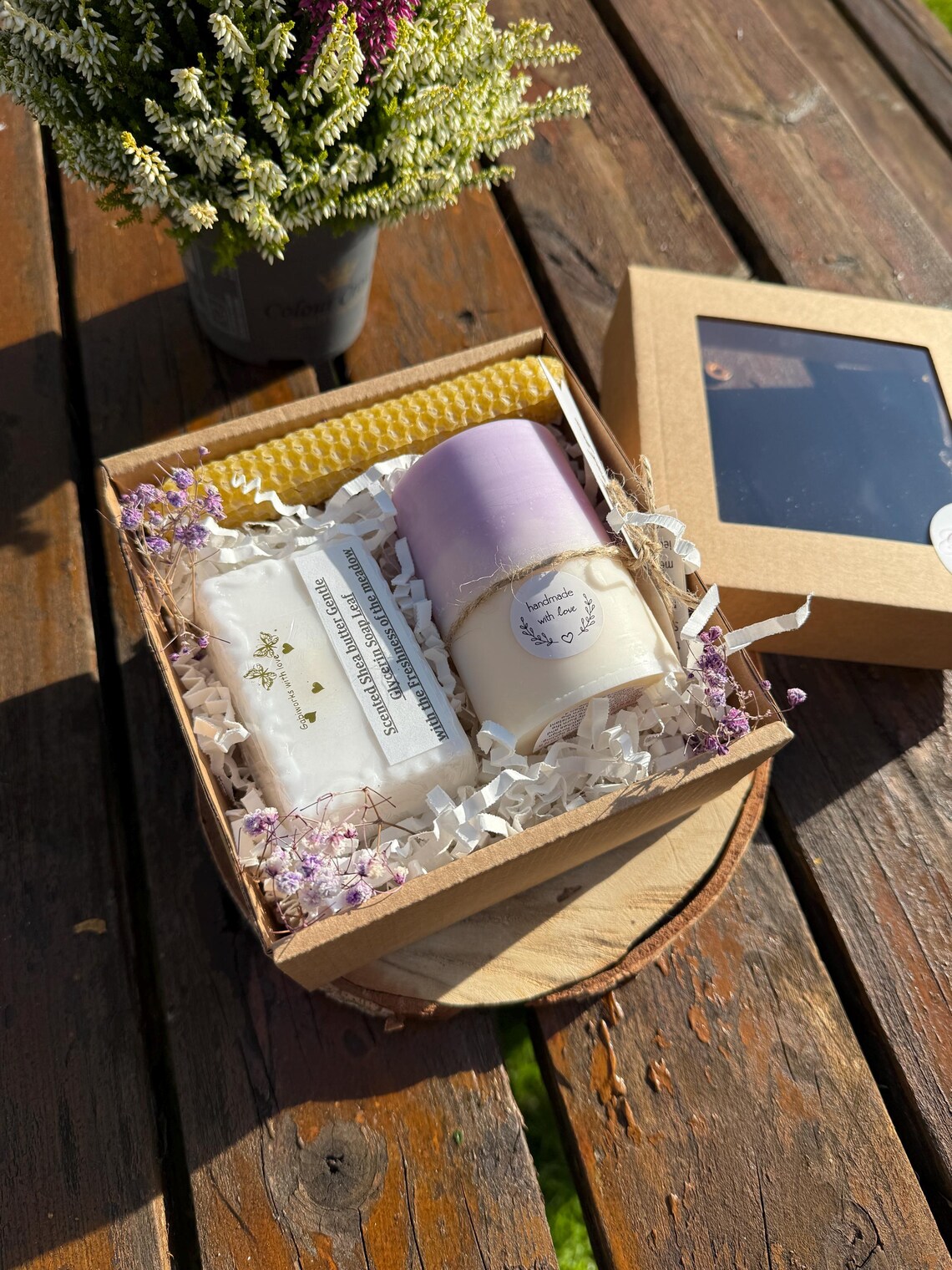 Organic Gift Set of 3 | One Soy Candle, One Beewax Candle, Natural Soap ...