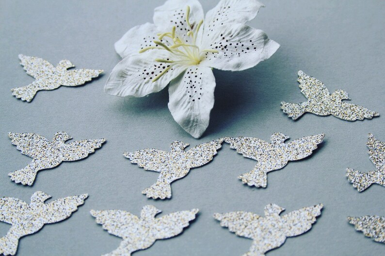 Glitter Dove Paper Punch/ Dove Paper Die Cut/ GLITTER Doves/ Etsy