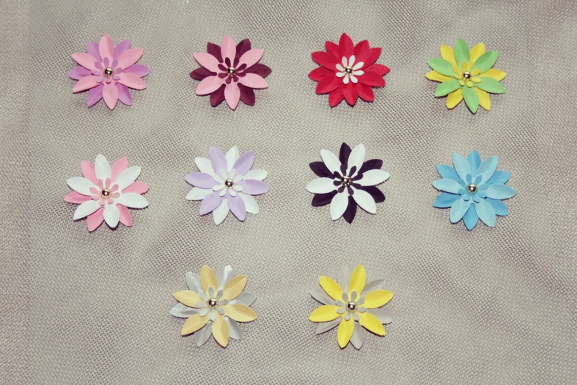 50 Pieces Colorful FLOWERS Die Cut/ Handmade Paper Etsy