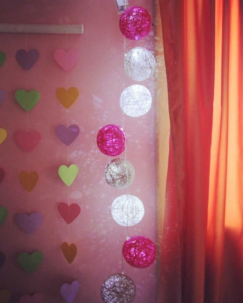 Kid Room LED 2010 MIX Cotton Balls String Wedding decor Handmade Cotton Light Balls WhitePinkGrey Cotton Balls Fairy d\u00e9cor
