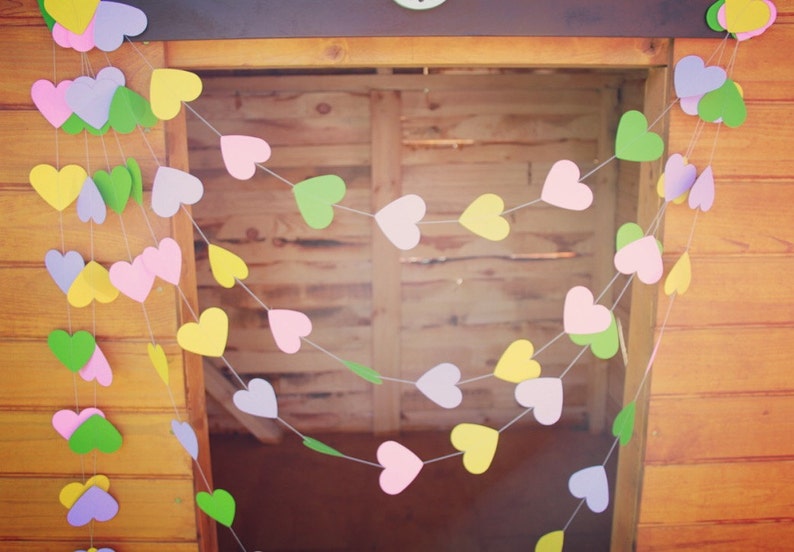 Colorful Paper Heart Garland Birthday garland Wedding GARLAND Party d\u00e9cor Bright Garland Pink GarlandBridal ShowerRoom decoration
