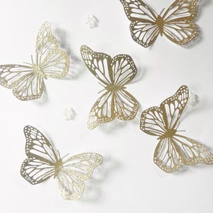 10 stuks Grote bronzen vlinders glitter/papieren vlinders/vlinders DIE CUT/ Papierdecor/vlinders voor scrapbooking/3D vlinders/
