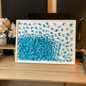 Farfalle blu mix Wall ART, Arte di carta 3D, Decorazioni fatte a mano, Decorazioni per la casa, Arte delle farfalle, Arte delle farfalle selvatiche, Dipinti di farfalle