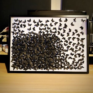 Pittura farfalle nere MIX, ARTE da parete, arte di carta 3D, decorazioni fatte a mano, decorazioni per la casa, arte delle farfalle, arte delle farfalle nere.
