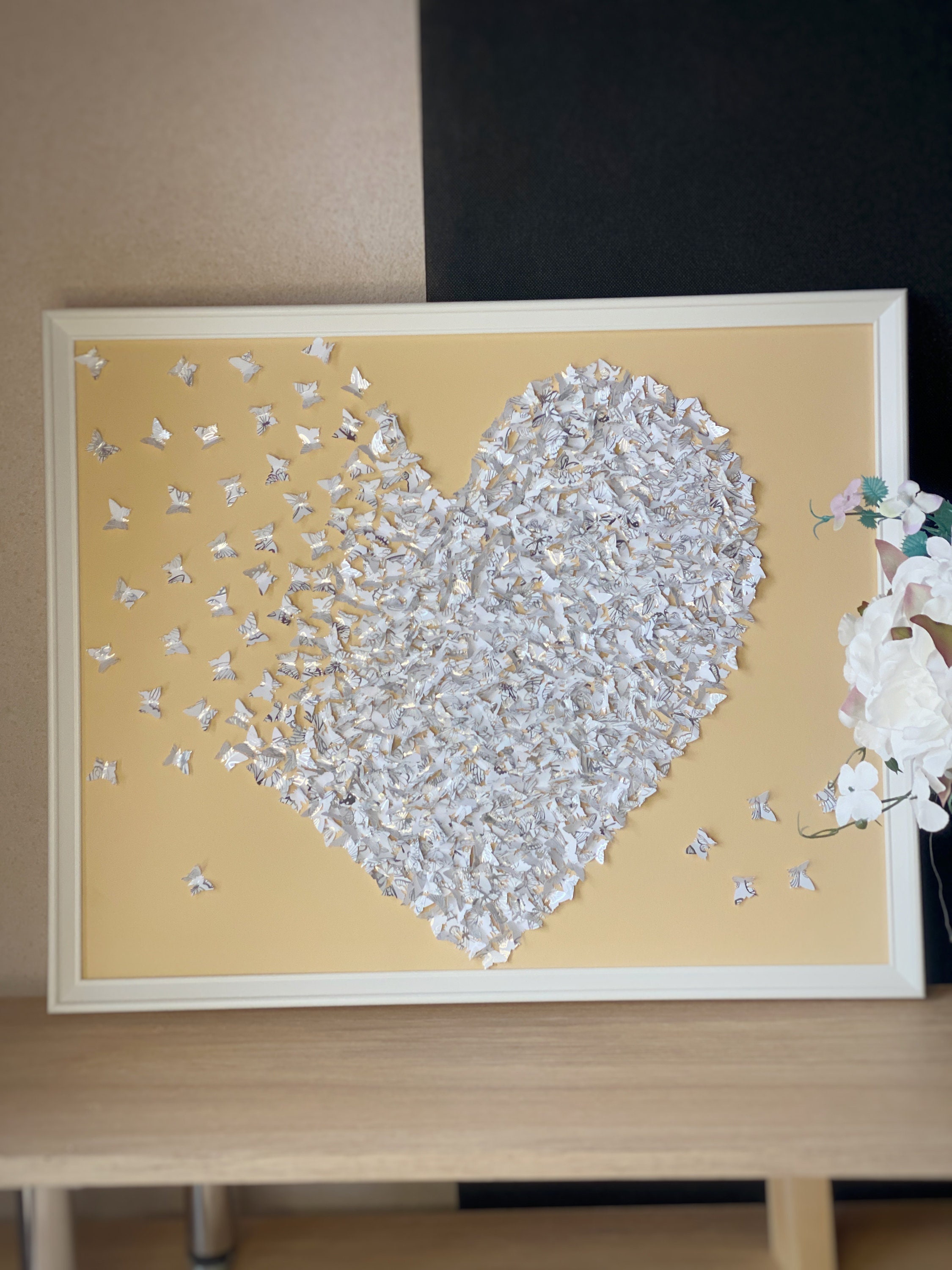 Butterflies Wall ART 3D Paper Art Hearts Painting Handmade - Etsy