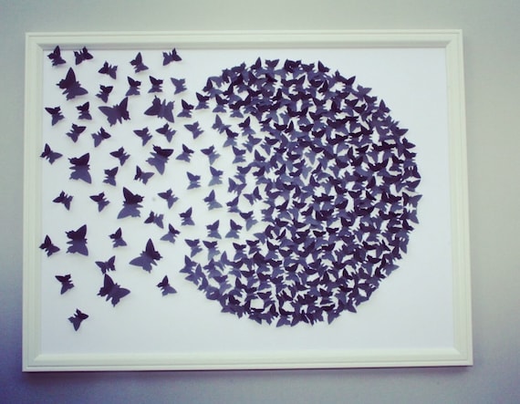 Maaltijd Rodeo Sluier ZWART en WIT vlinders schilderij Wall ART 3D papier kunst | Etsy Nederland