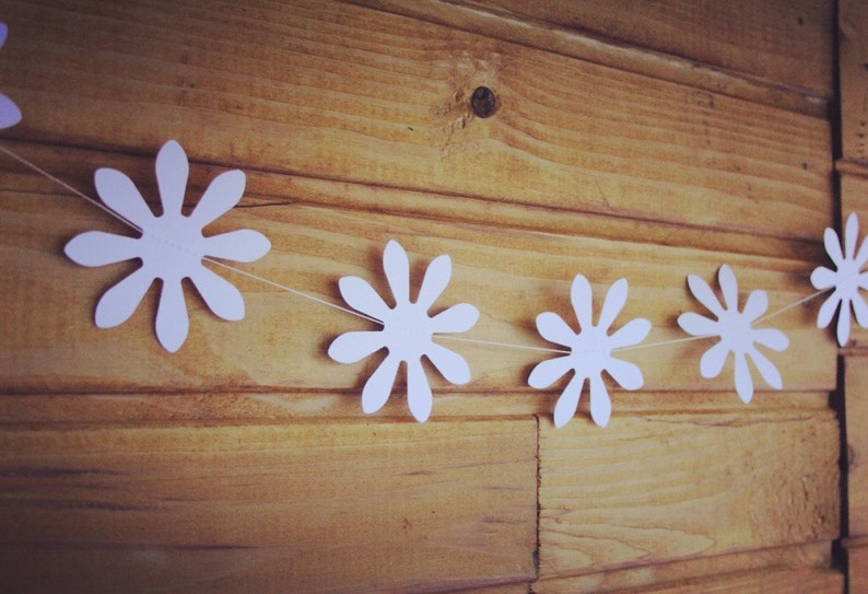 WHITE Paper FLOWERS Garland Birthday garland Wedding BACKDROP Party d\u00e9cor White GarlandBridal ShowerRoom decoration