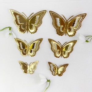 3 Dimensioni Farfalle D'ORO/ Farfalle di carta 3D/ Farfalle DIE CUT/ Farfalle per scrapbooking/ Decorazioni per feste/ Baby Shower/