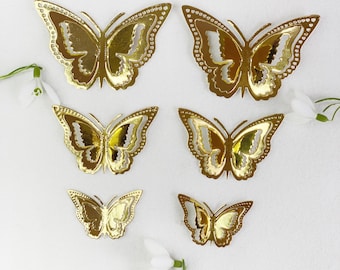 3 Size GOLD Butterflies/ 3D Paper Butterflies/ Butterflies DIE CUT/ Butterflies for scrapbooking/ Party décor/ Baby Shower/