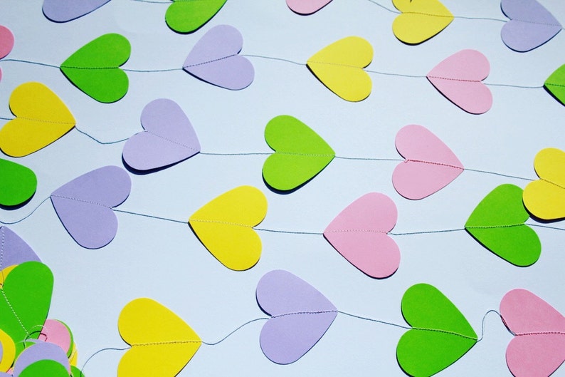 Colorful Paper Heart Garland Birthday garland Wedding GARLAND Party d\u00e9cor Bright Garland Pink GarlandBridal ShowerRoom decoration