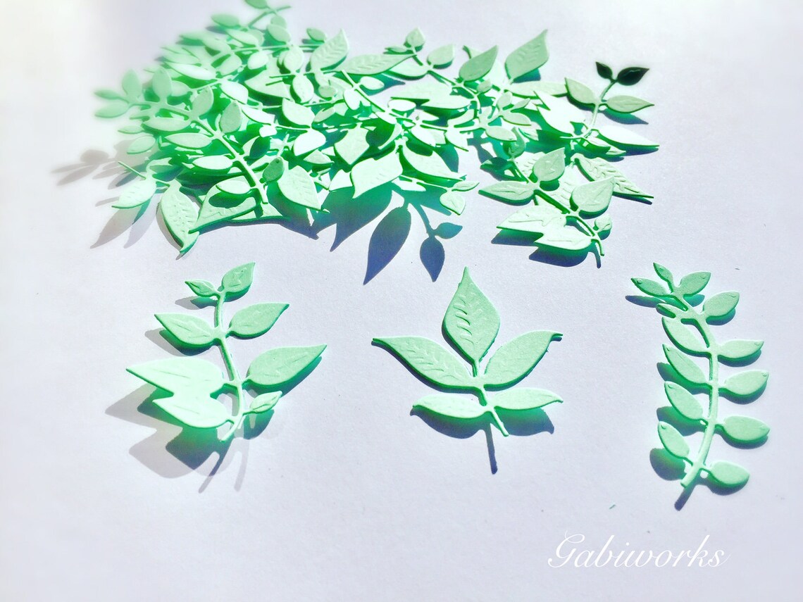 54 Pcs. Mixed LEAVES Die Cut Paper Leaves Paper Confetti Etsy
