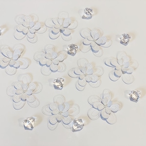 30 pezzi FIORI Bianchi Fustellati, FIORI di carta bianca, coriandoli di carta, FIORI per scrapbooking