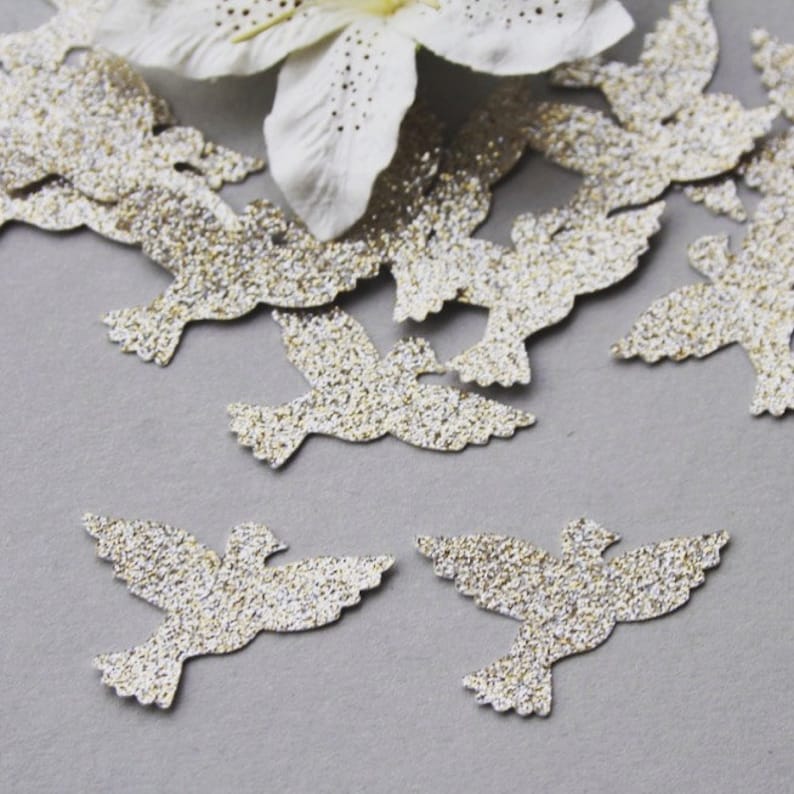 Glitter Dove Paper Punch/ Dove Paper Die Cut/ GLITTER Doves/ Etsy