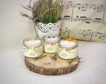 Weiße Sojakerzen im Glas, handgemachte Kerzen, ganz natürlich, umweltfreundlich, Aromatherapie, 100% natürliche Sojakerzen, Geschenke, Wohnkultur