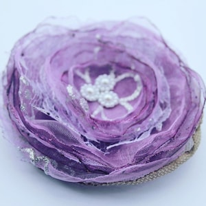 Purple FABRIC FLOWER/ Handmade Flower/PURPLE Flower Brooch/ Accessories/Wedding Brooch/Christmas hair Flower/Christmas brooch/