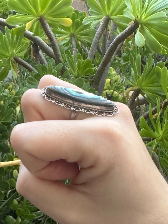 Vintage Y2K Abalone Shell Ring - image 4