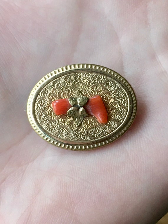Antique Victorian Coral Brooch and Pendant