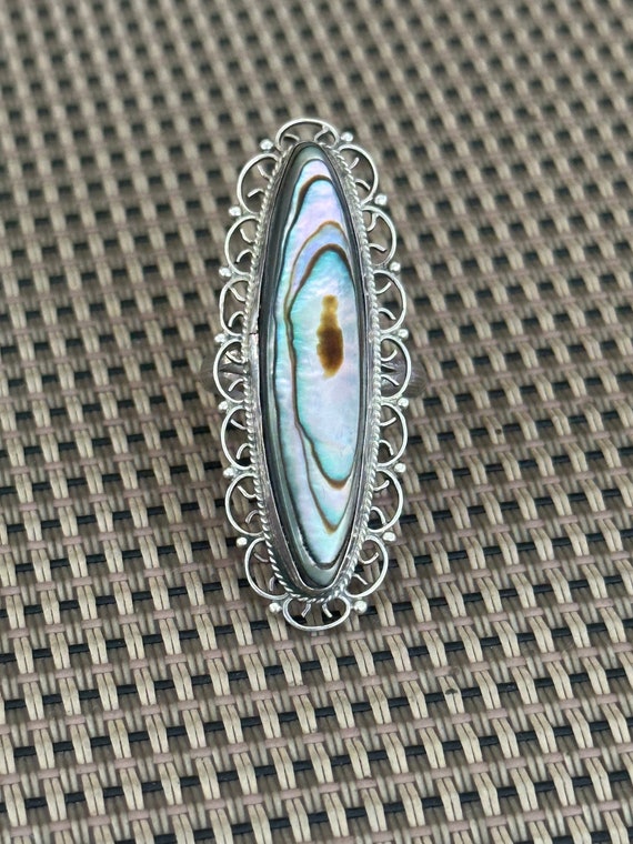Vintage Y2K Abalone Shell Ring - image 1