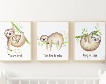 Sloth Prints, Sloth Wall Art, Sloth Printable, Sloth Gift, Sloth Nursery Art, Sloth Nursery Decor, Cute Sloth Art, Sloth Quotes, Sloth Art,