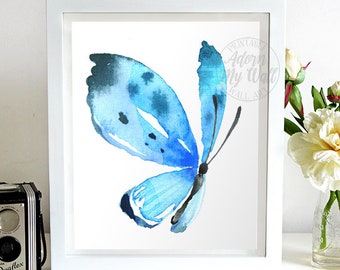 Butterfly Print, Printable Wall Art, Blue Butterfly Print, Watercolour Butterfly Print, Nursery Wall Art, Instant Download, Butterfly Gifts,