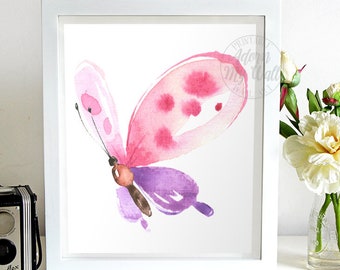 Butterfly Printable, Pink Purple Butterfly, Butterfly Gifts, Butterfly Wall Art, Nursery Wall Art, Printable Wall Art, Watercolour Butterfly