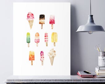 Ice Cream Print, Popsicle Print, Ice Cream Printable, Popsicle Art, Kitchen Decor, Kitchen Prints, Kitchen wall Art, Nursery Wall Art