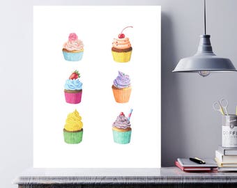Cupcake Print, Cupcake Poster, Kitchen Art, Cupcake Wall Art, Kitchen Prints, Kitchen Wall Art, Kitchen Printable, Decor, Cupcake Printable
