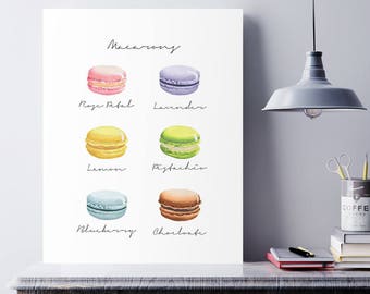 Kitchen Decor, Macaron Print, Kitchen Prints, Kitchen Wall Art, French Macarons, Food art, Macaroon, Macaron Wall Art, Macaron Poster, Print