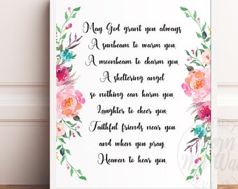 May God Grant You Always, Irish Blessing, Baptism Gift, Christening Gift, Printable, Baptism Print, Gift For Godchild, Gift For Goddaughter