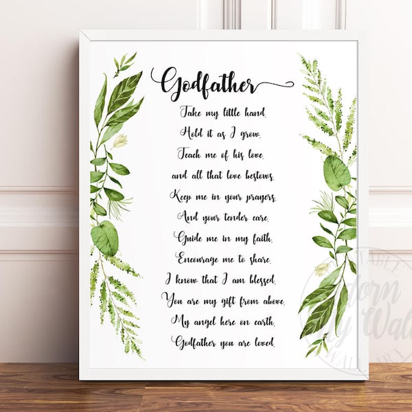 Godfather Gift, Gift For Godfather, Godfather Print, Godfather Poem, Gift from Godchild, Gift from Goddaughter, Gift from Godson, Printable