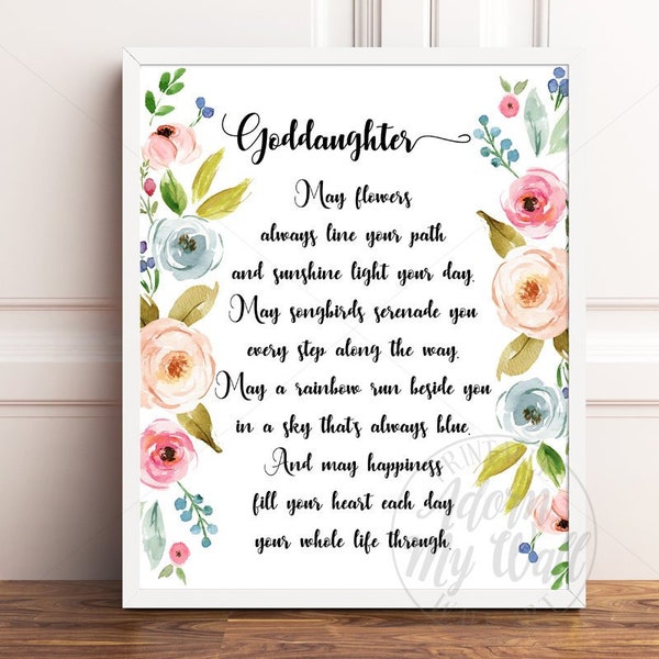 Goddaughter Gift, Gift For Goddaughter, Goddaughter Print, Goddaughter Poem, Gift from Godparents Gift from Godmother, Baptism Printable