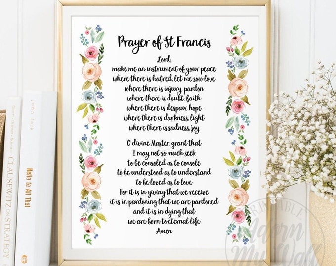 Prayer of St Francis, Printable Wall Art, Peace Prayer, Make Me an Instrument of Your Peace, St ...