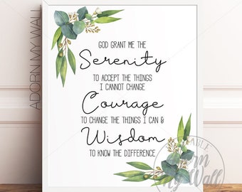 Serenity Printable, The Serenity Prayer Print, Serenity Poem, Serenity Wall Art, God Grant Me The Serenity, Sobriety Gift, Recovery Gift