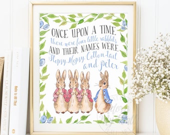 Peter Rabbit Prints, Beatrix Potter Nursery, Nursery Wall Art, Nursery Decor, Baby Shower Gift, New Baby, Once Upon A Time, Instant Download