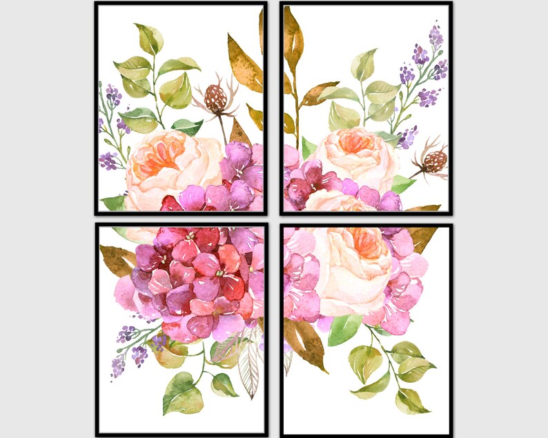 Floral Print Set Botanical Print Set Flower Print Set Set Etsy UK