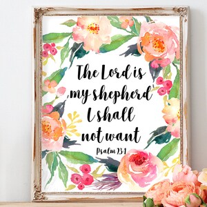 The Lord Is My Shepherd, Psalm 23:1, Instant Download, Bible Verse Print, Bible Quotes, Printable, Wall Art, Christian Print, Scripture image 1