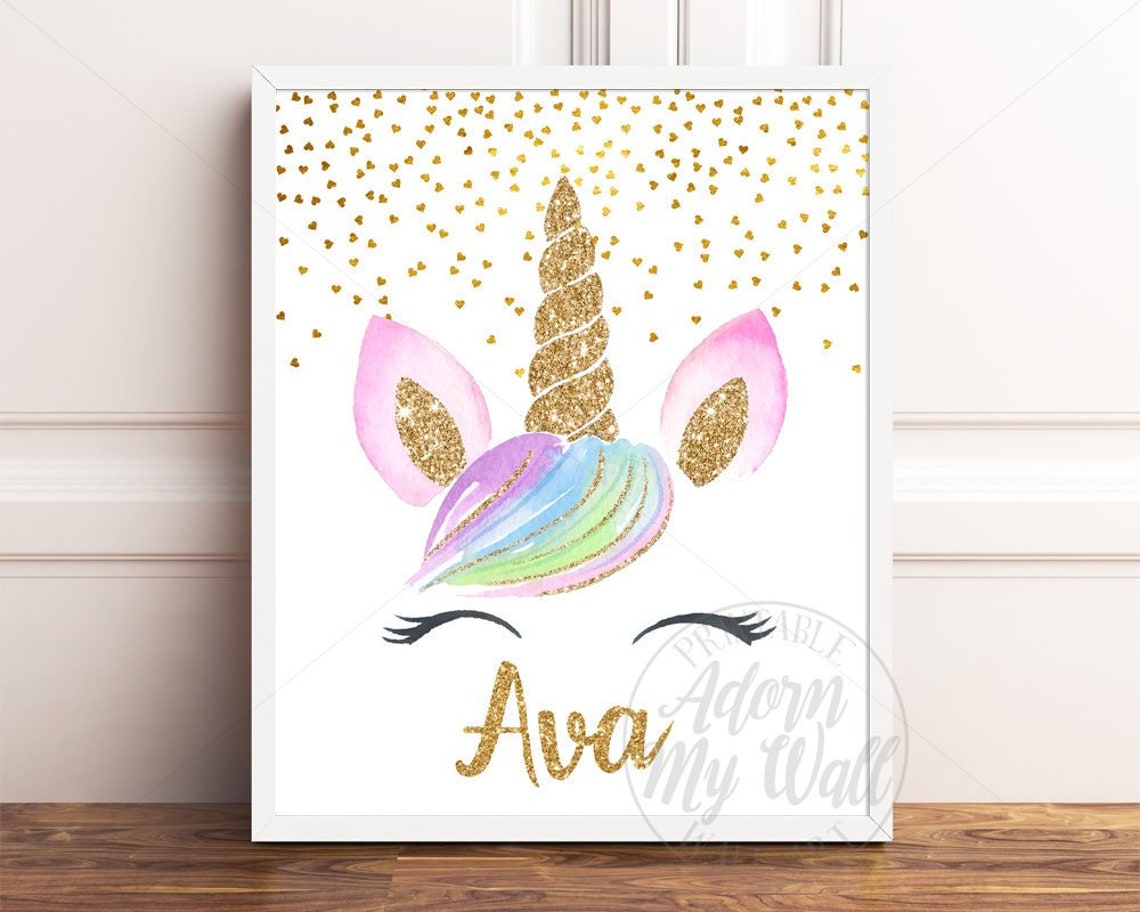 Unicorn Name Print Custom Name Print Personalized Unicorn - Etsy
