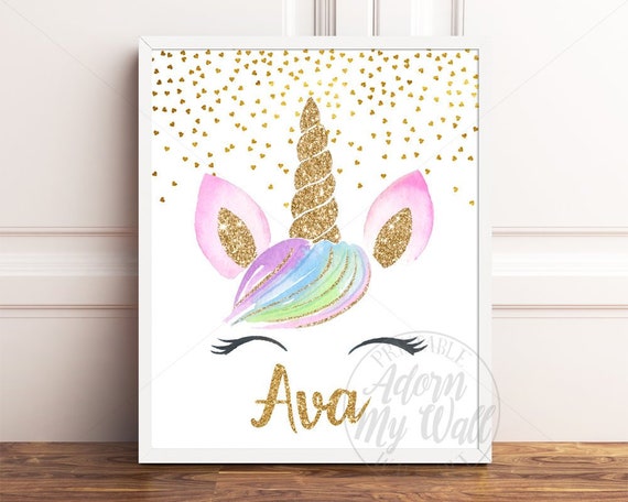 unicorn name print custom name print personalized unicorn etsy