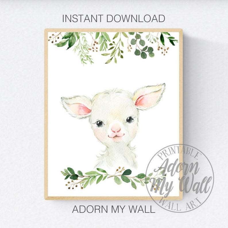 Lamb Nursery Print Lamb Wall Art Lamb Printable Farm Animal Etsy