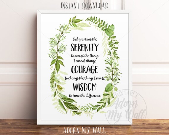 serenity prayer print printable wall art serenity prayer etsy