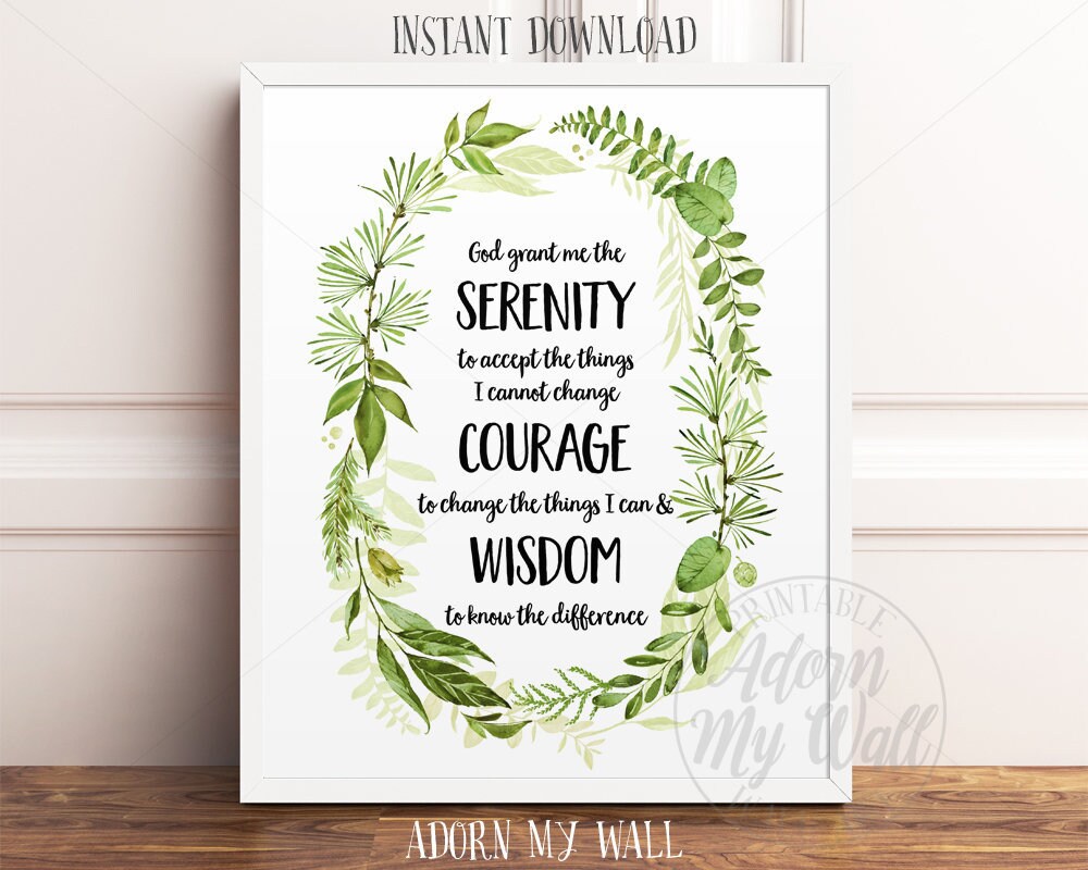 serenity prayer print printable wall art serenity prayer etsy