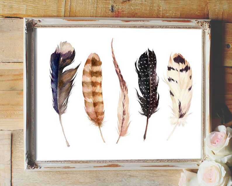 Feathers Wall Art Printable Print Feathers Art Tribal Wall Etsy