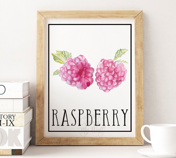 Printable wall art kitchen decor raspberry print raspberry Etsy