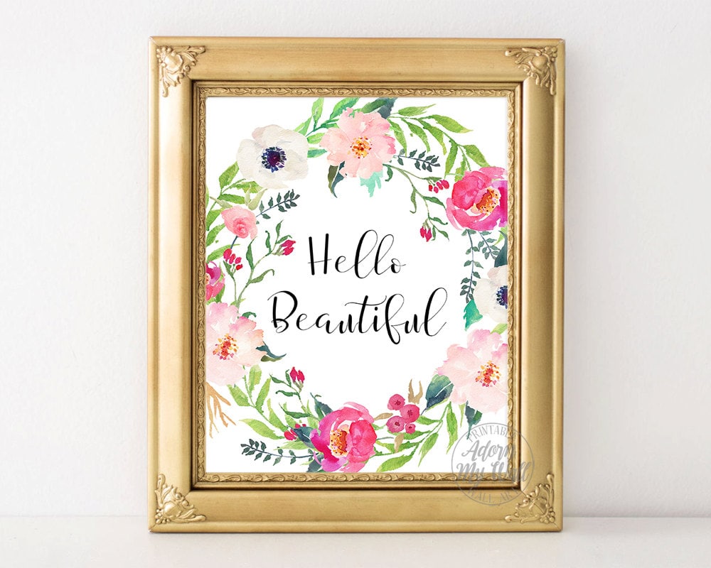 Hello beautiful printable wall art home decor sign Etsy