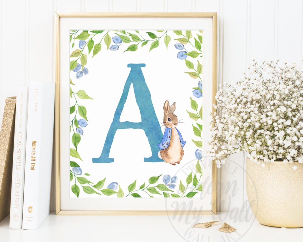 peter rabbit print peter rabbit letters nursery monogram etsy