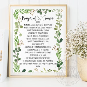 Prayer of St Francis, Printable Wall Art, Peace Prayer Print, Make Me An Instrument of Your Peace, St Francis of Assisi, Christian Wall Art image 2