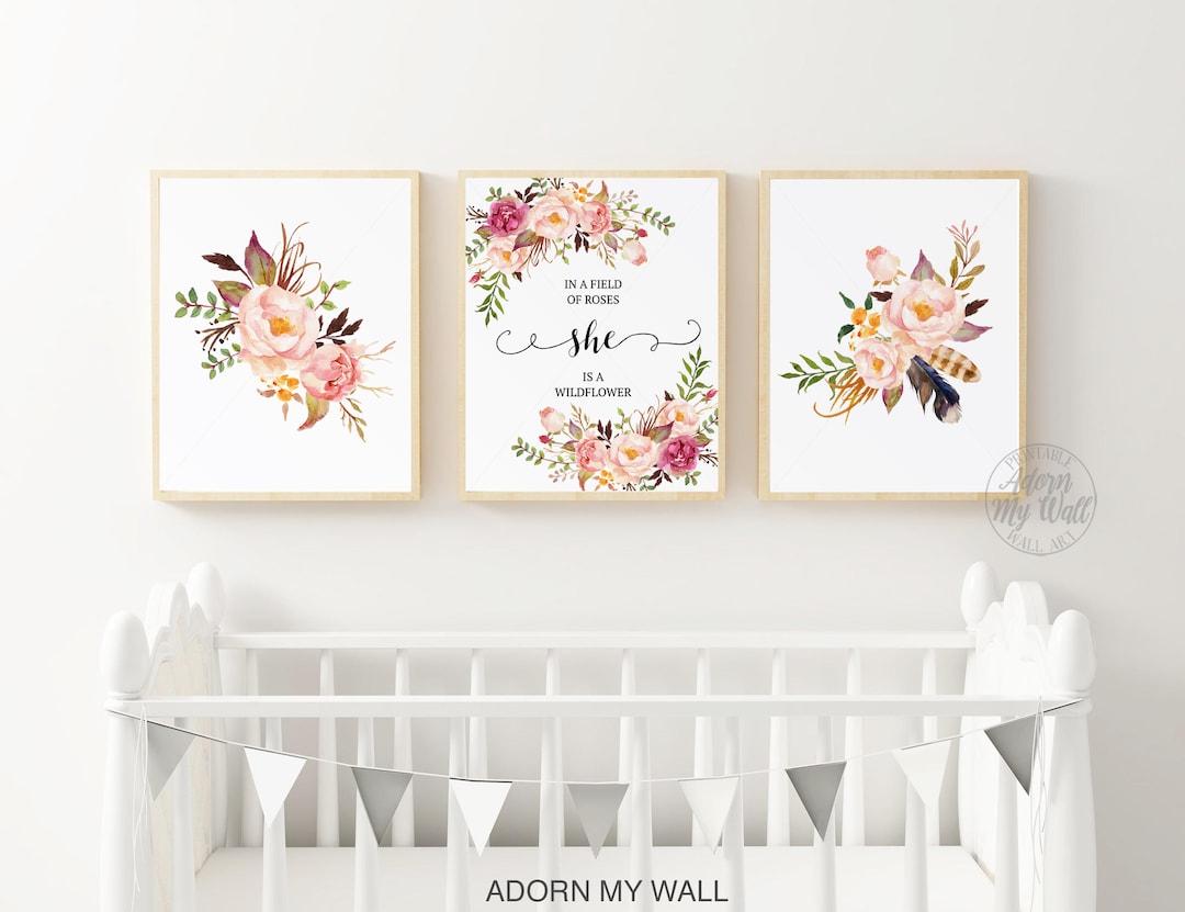In A Field of Roses She is A Wildflower, Nursery Wall Art, Nursery ...