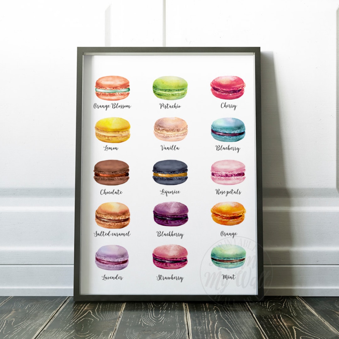 Macaron Print, Kitchen Decor Wall Art, French Macarons, Kitchen Print