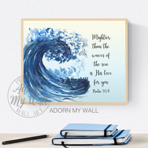 Christian Wall Art Set, Ocean Prints, Nautical Wall Decor, Scripture Printables, Set Of 4, Psalm 93:4, Matthew 8 27, Psalm 139, Isaiah 43 2 image 5