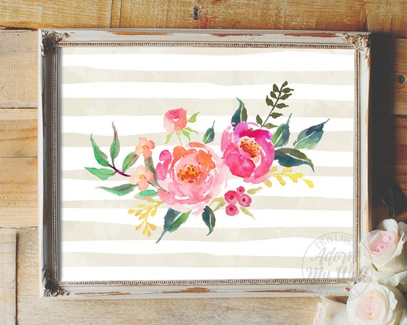 Flower Print Flower Printable Wall Art Decor Watercolour | Etsy